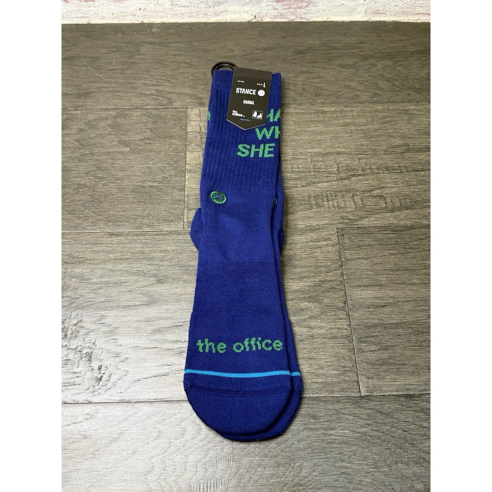 Stance The Office Men's Crew Socks Blue/Green L (M 9-13) "That's what she said"